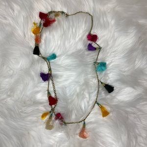 Multicolor Tassel Long Necklace Adjustable Funky
